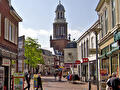 Centrum van Winschoten met de toren van de Marktpleinkerk